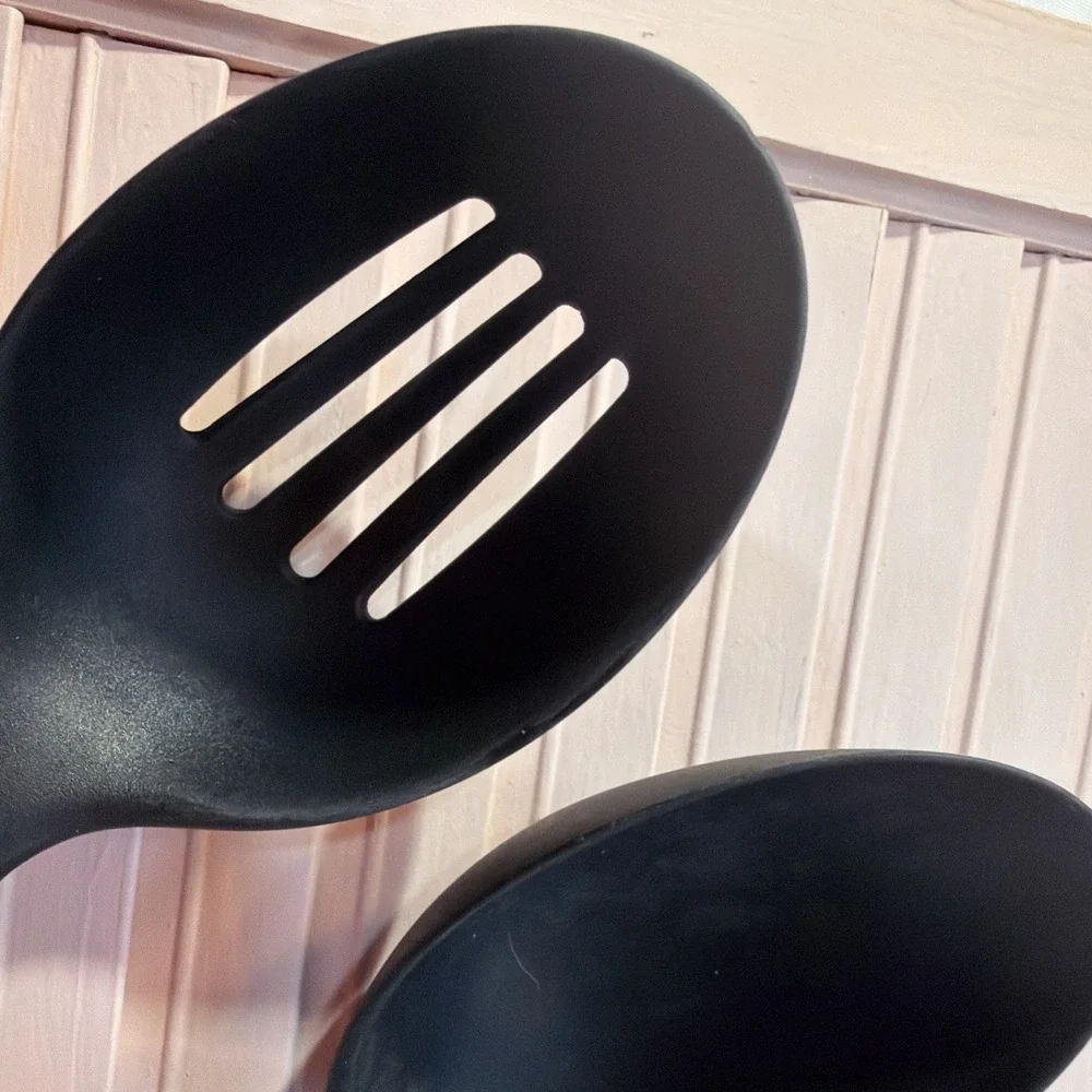 Spoon Set Kitchen aid Black/silver Vintage Heavy‎ Duty Slotted/serving